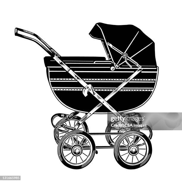 stockillustraties, clipart, cartoons en iconen met baby carriage - kinderkoets