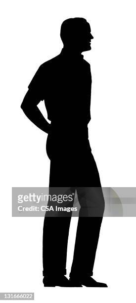 silhouette of man - in silhouette stock-grafiken, -clipart, -cartoons und -symbole