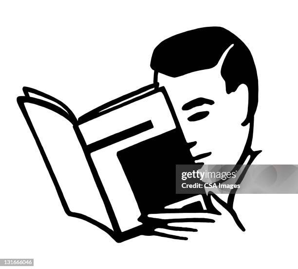 man reading book - reading journal stock illustrations