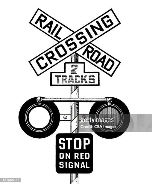 stockillustraties, clipart, cartoons en iconen met railroad crossing - spoorwegovergang