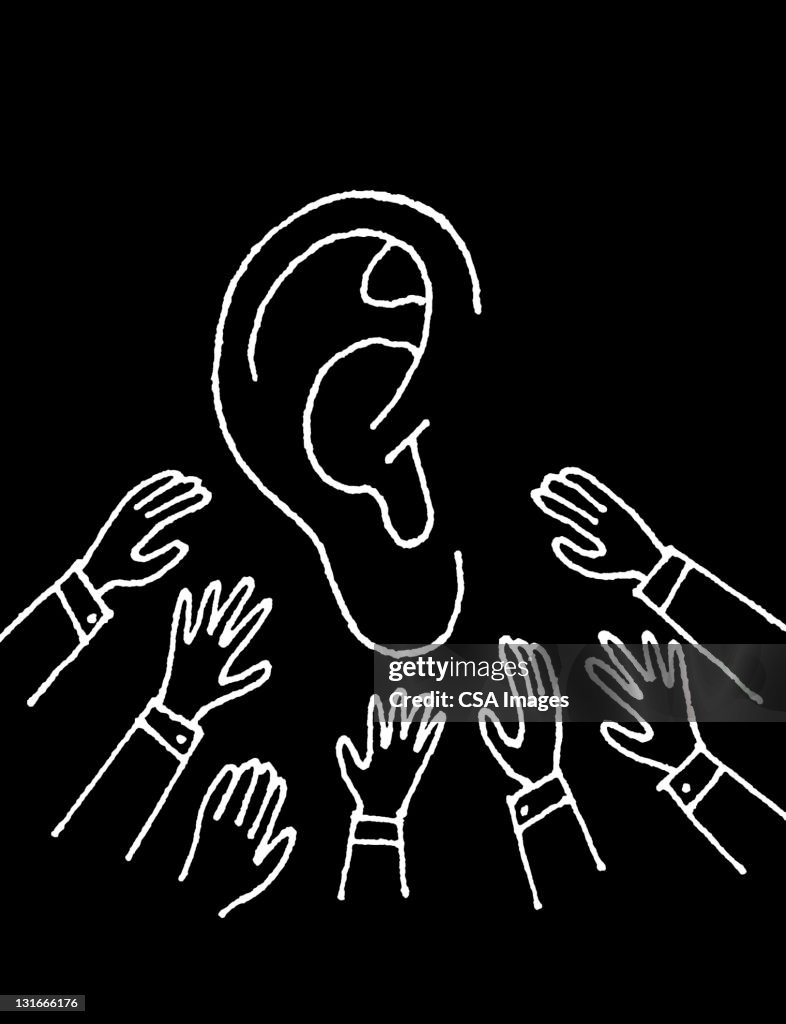 Listener Ear Listening Ears Clip Art Ear, Hearing, Listening Ear Silhouette Png,