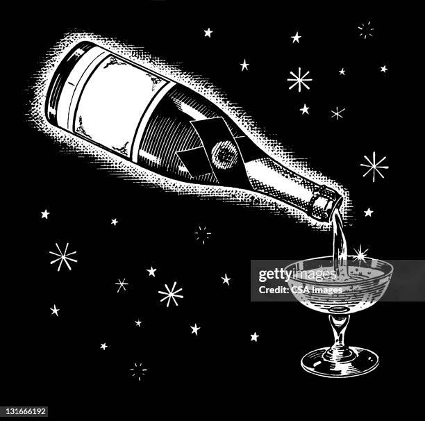 champange being poured - champagne bottle isolated stock illustrations