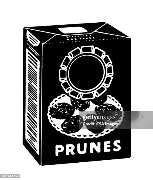 ilustraciones, imágenes clip art, dibujos animados e iconos de stock de box of prunes - ciruela pasa