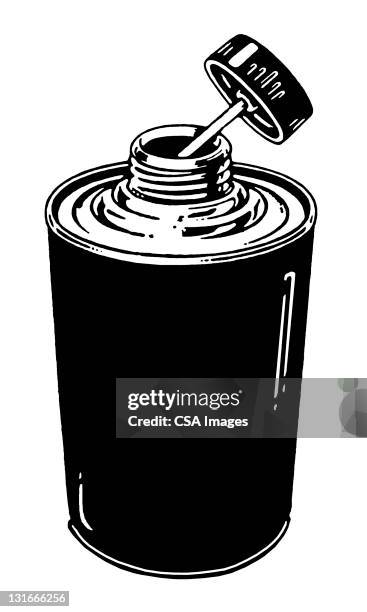 rubber cement bottle - solvent bottle stock illustrations