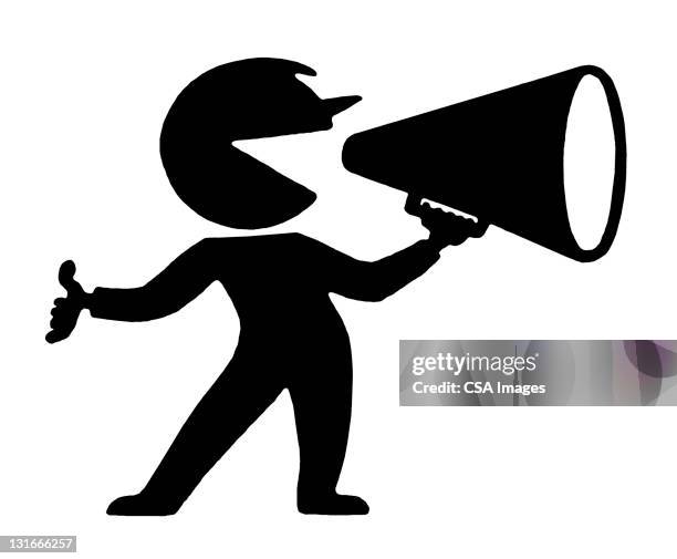 figure using megaphone - man shouting megaphone stock illustrations