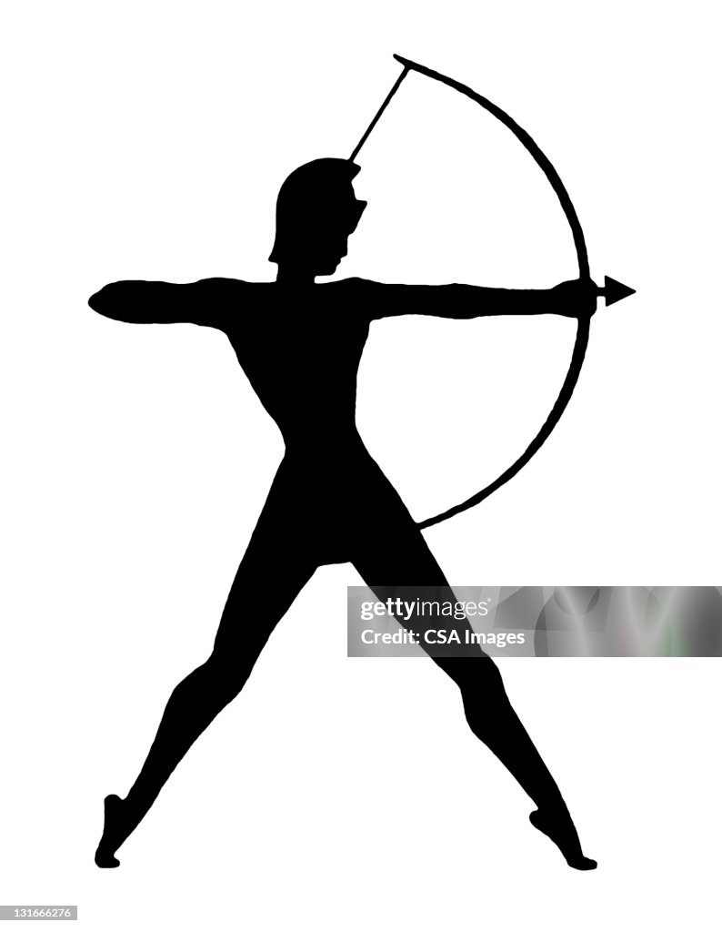 Silhouette Of Diana With Bow Ilustración de stock - Getty Images
