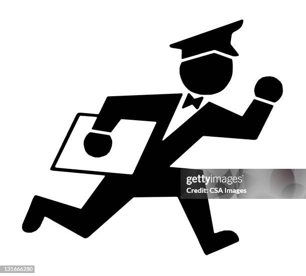 mailman running - courier stock illustrations