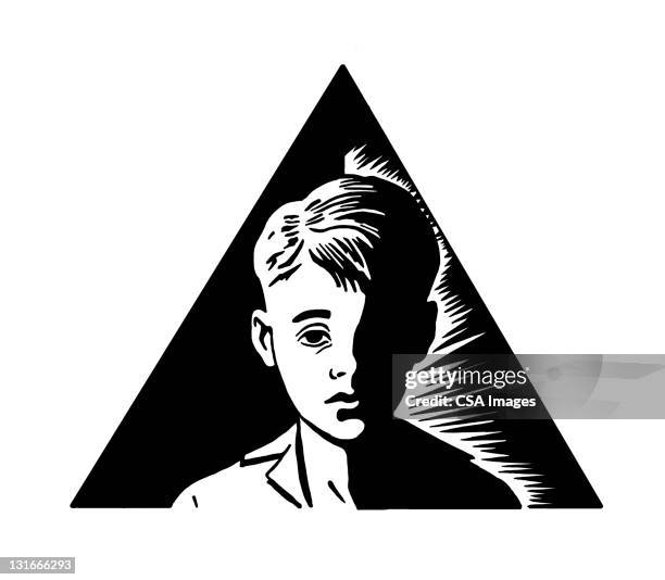 boy in triangle - anxiety stock illustrations