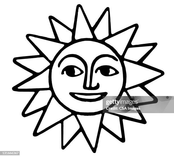smiling sun - sun spots face stock illustrations