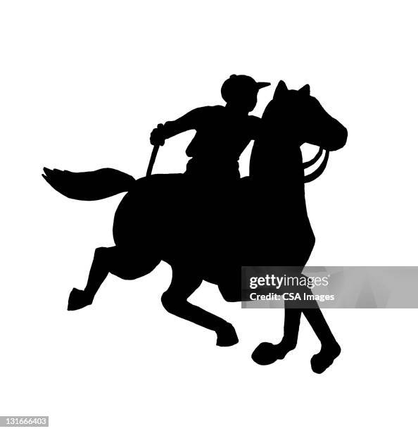 silhouette of horse and jockey - pelo stock-grafiken, -clipart, -cartoons und -symbole