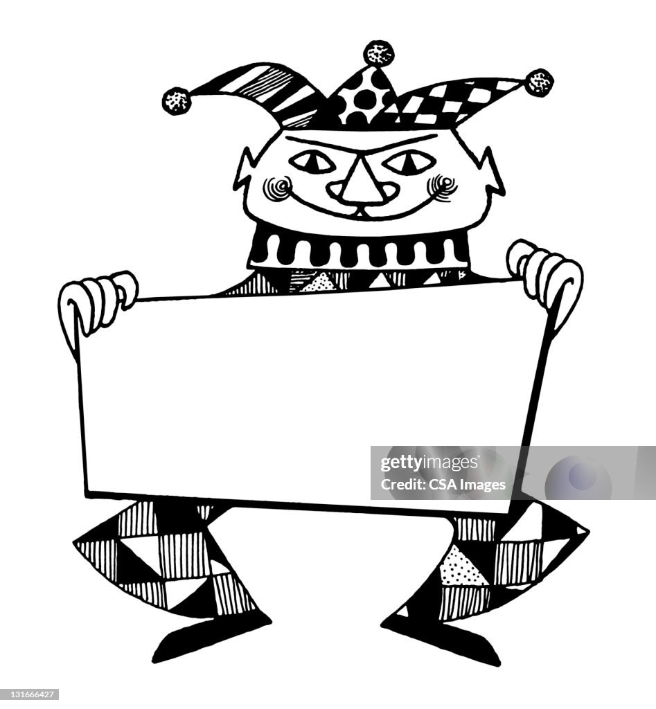 Jester Sign Jester Holding Blank Sign High-Res Vector Graphic - Getty Images