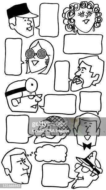 people with speech balloons - rumore stock illustrations