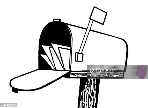 full mailbox - mailbox illustration stock illustrations