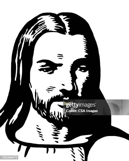 serious jesus - worried portrait stock illustrations