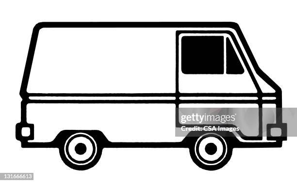 ilustrações, clipart, desenhos animados e ícones de van - commercial land vehicle