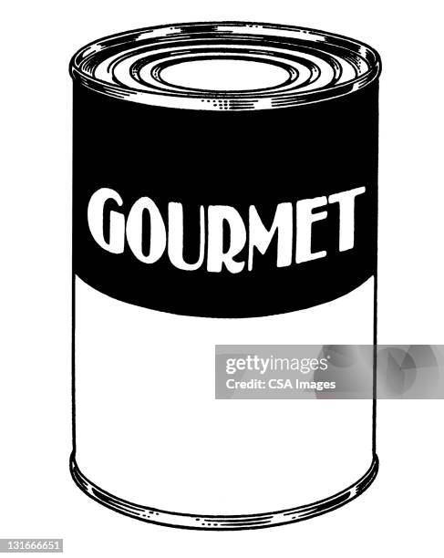gourmet soup can - gourmet food stock illustrations