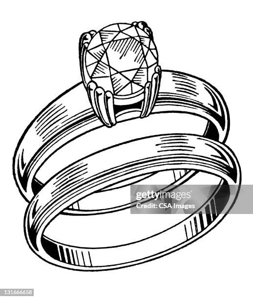 wedding ring set - precious gemstone stock illustrations