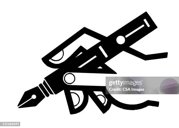 bildbanksillustrationer, clip art samt tecknat material och ikoner med hand holding fountain pen - fountain pen logo