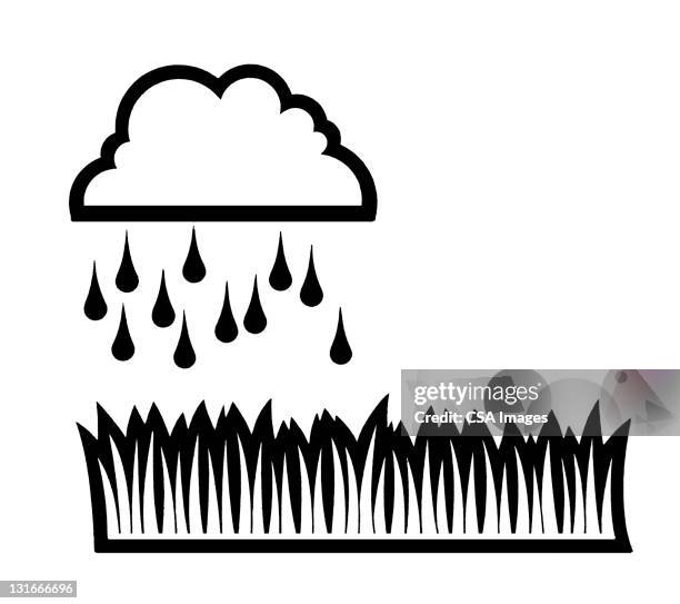 raining on grass - spring rain stock illustrations