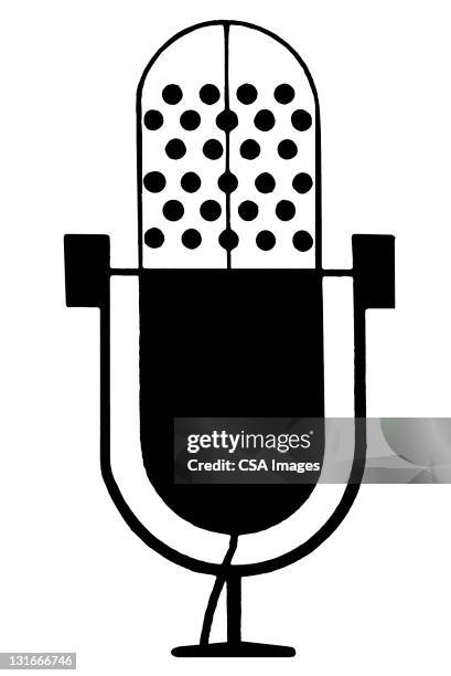 ilustraciones, imágenes clip art, dibujos animados e iconos de stock de vintage style microphone - radio electrónica de audio