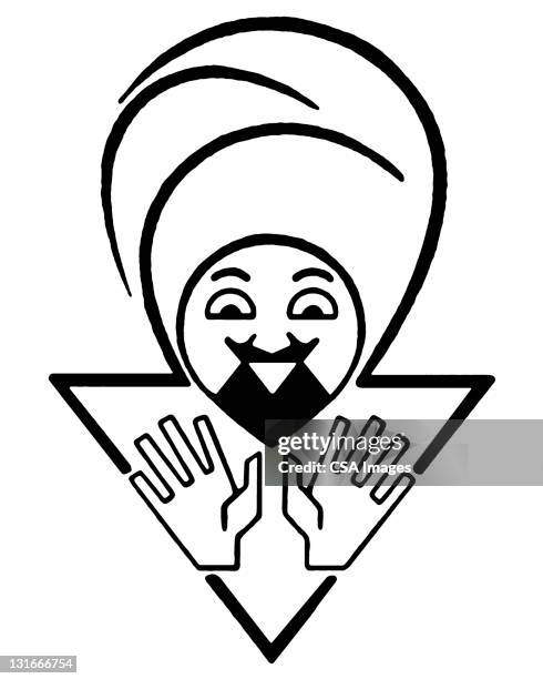 man wearing turban - projection face stock illustrations