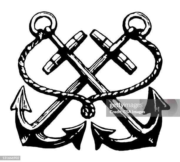 ilustrações, clipart, desenhos animados e ícones de two anchors crossed - âncora