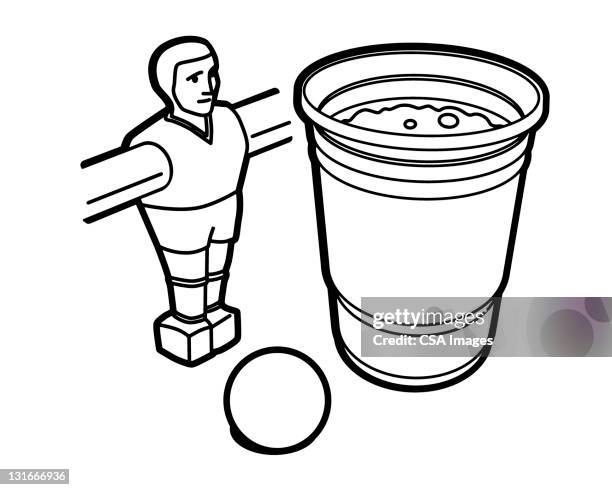 one beer and foosball - foosball stock illustrations