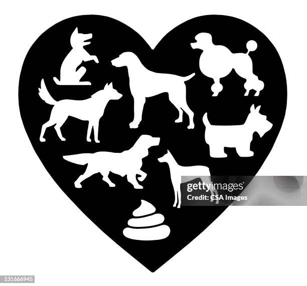 ilustrações de stock, clip art, desenhos animados e ícones de dogs inside of heart - dog icon