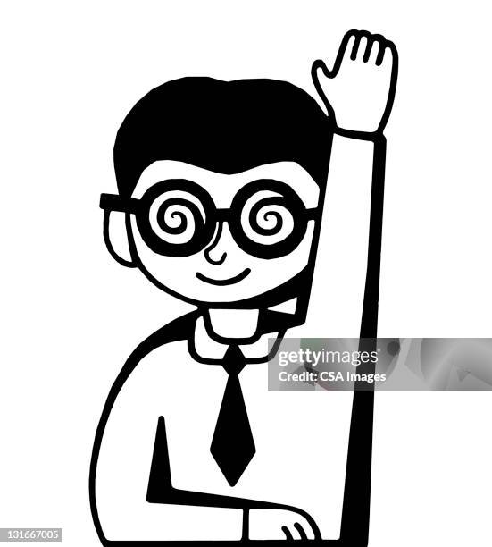 boy raising hand - boy face happy stock illustrations