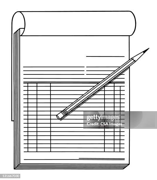 invoice and pencil - ledger stock illustrations