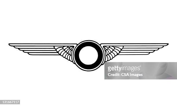 ilustraciones, imágenes clip art, dibujos animados e iconos de stock de wings badge - ala de avión