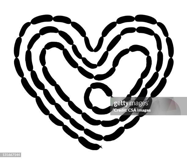 sausage link heart - bologna stock illustrations