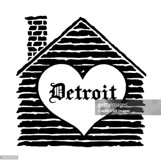 house with detroit heart - michigan house stock illustrations