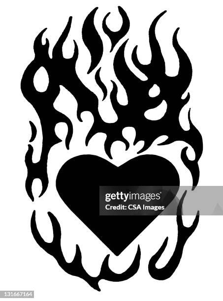 flaming heart - hearts on fire stock illustrations