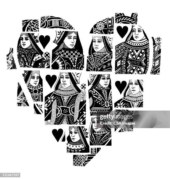 queen of hearts - spielkarte dame stock-grafiken, -clipart, -cartoons und -symbole