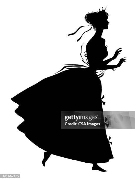 silhoutte of woman - abendkleid stock-grafiken, -clipart, -cartoons und -symbole