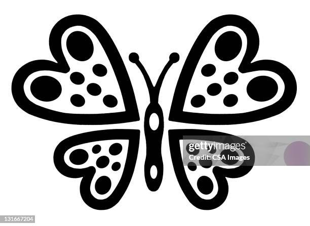 butterfly with heart wings - butterfly insect stock illustrations