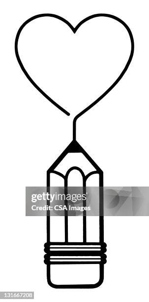 pencil heart - graphite stock illustrations