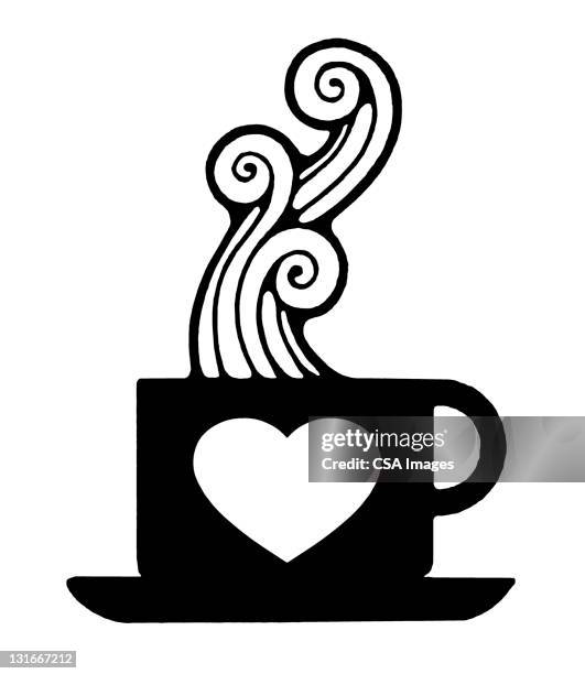 hot cup of heart - saucer stock illustrations