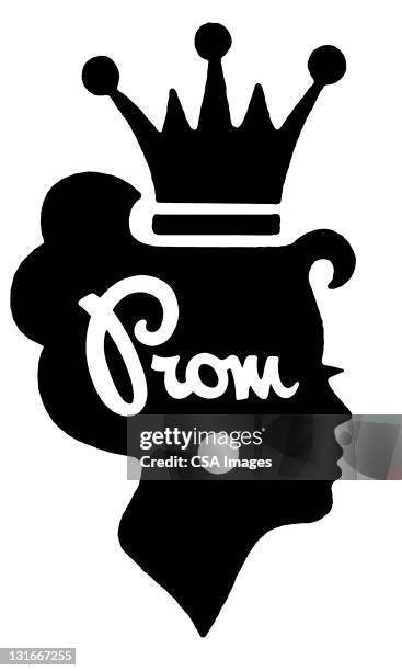 prom woman with crown - beauty queen crown stock illustrations