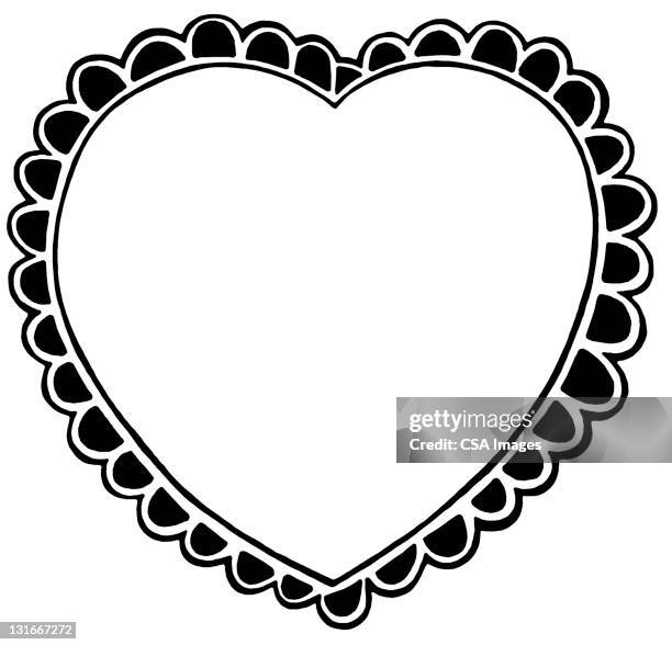 scalloped heart - doily stock illustrations