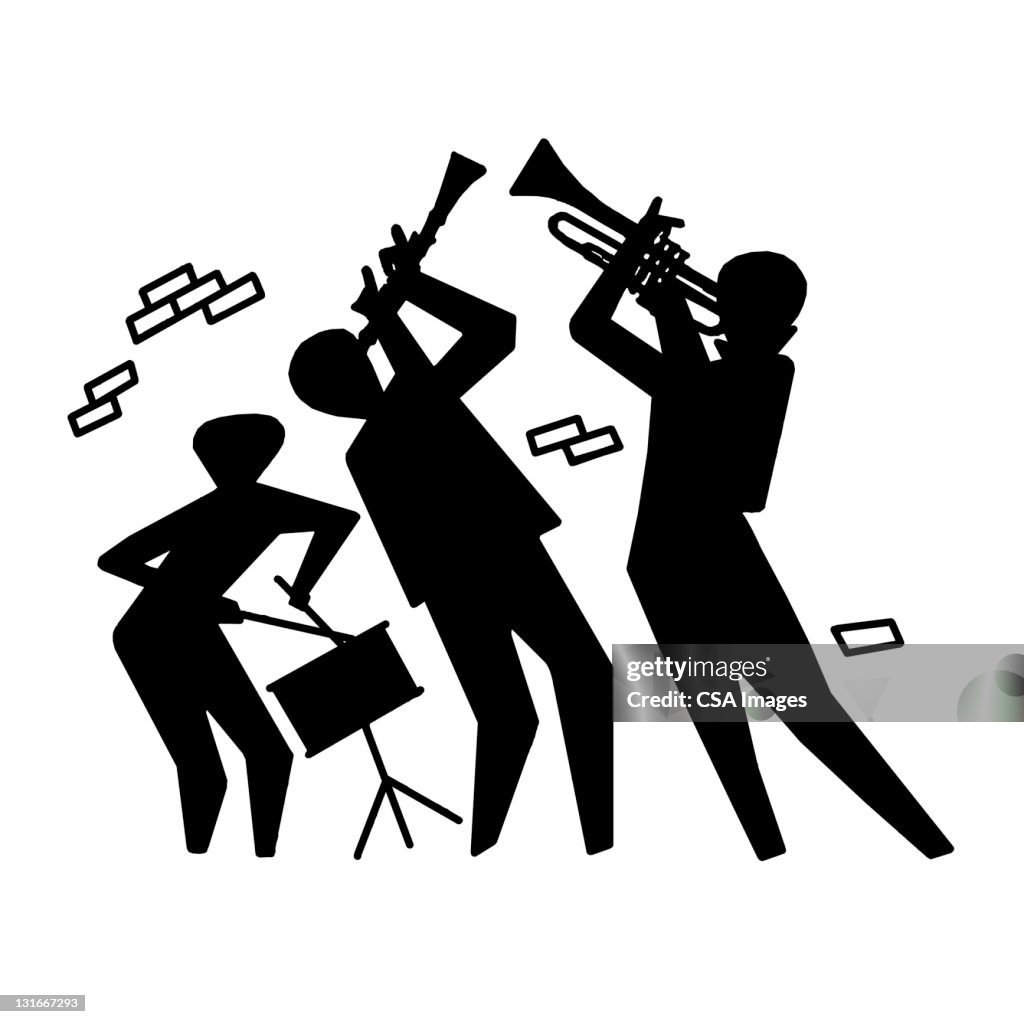 Silhouette of Trio Playing