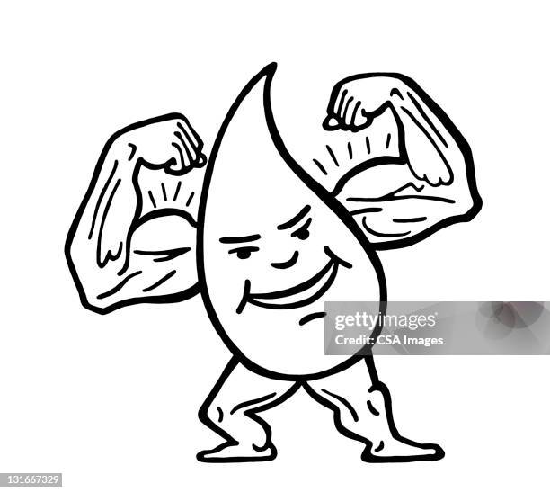 ilustraciones, imágenes clip art, dibujos animados e iconos de stock de muscled droplet - entrenamiento con pesas