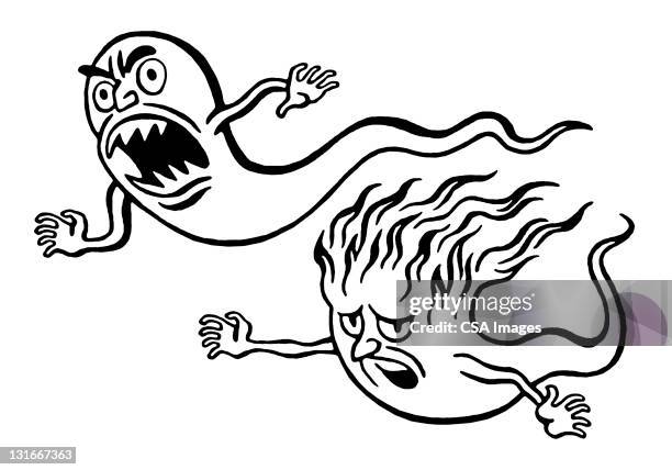 scary ghosts - two personalities stock illustrations