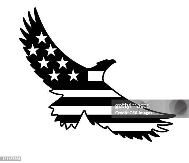 stockillustraties, clipart, cartoons en iconen met american flag eagle - bald eagle with american flag