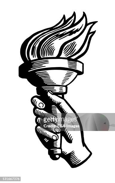 hand holding torch - freedom stock-grafiken, -clipart, -cartoons und -symbole