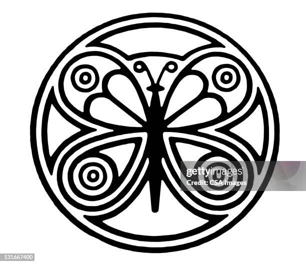 butterfly in circle - insects pattern stock illustrations