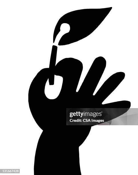 hand holding lit match - match flame stock illustrations