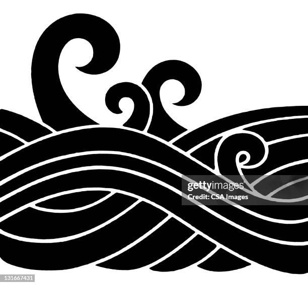 ilustrações, clipart, desenhos animados e ícones de stylized waves - mare