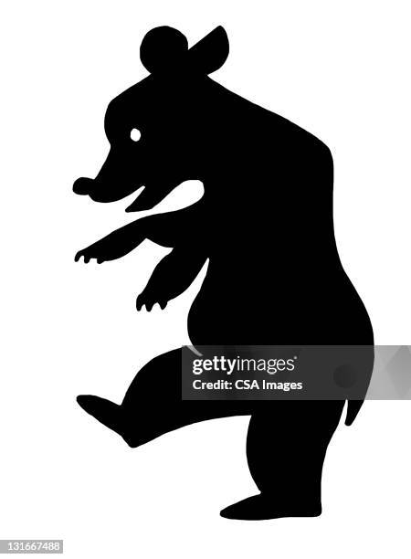 silhouette of bear - standing bear icon stock illustrations